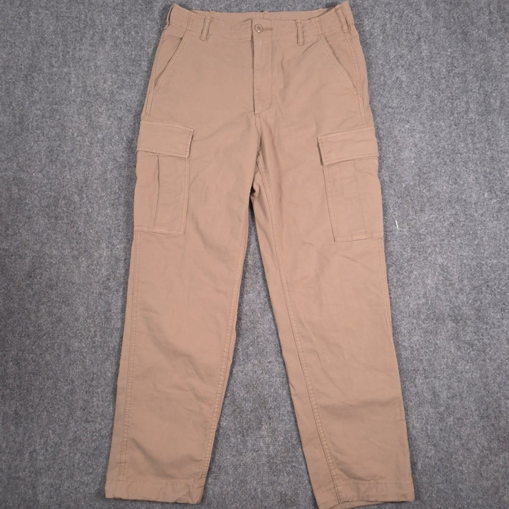 Uniqlo Cargo Pants Mens 30x29 Khaki Tan Multi Pocket Casual Drawstring